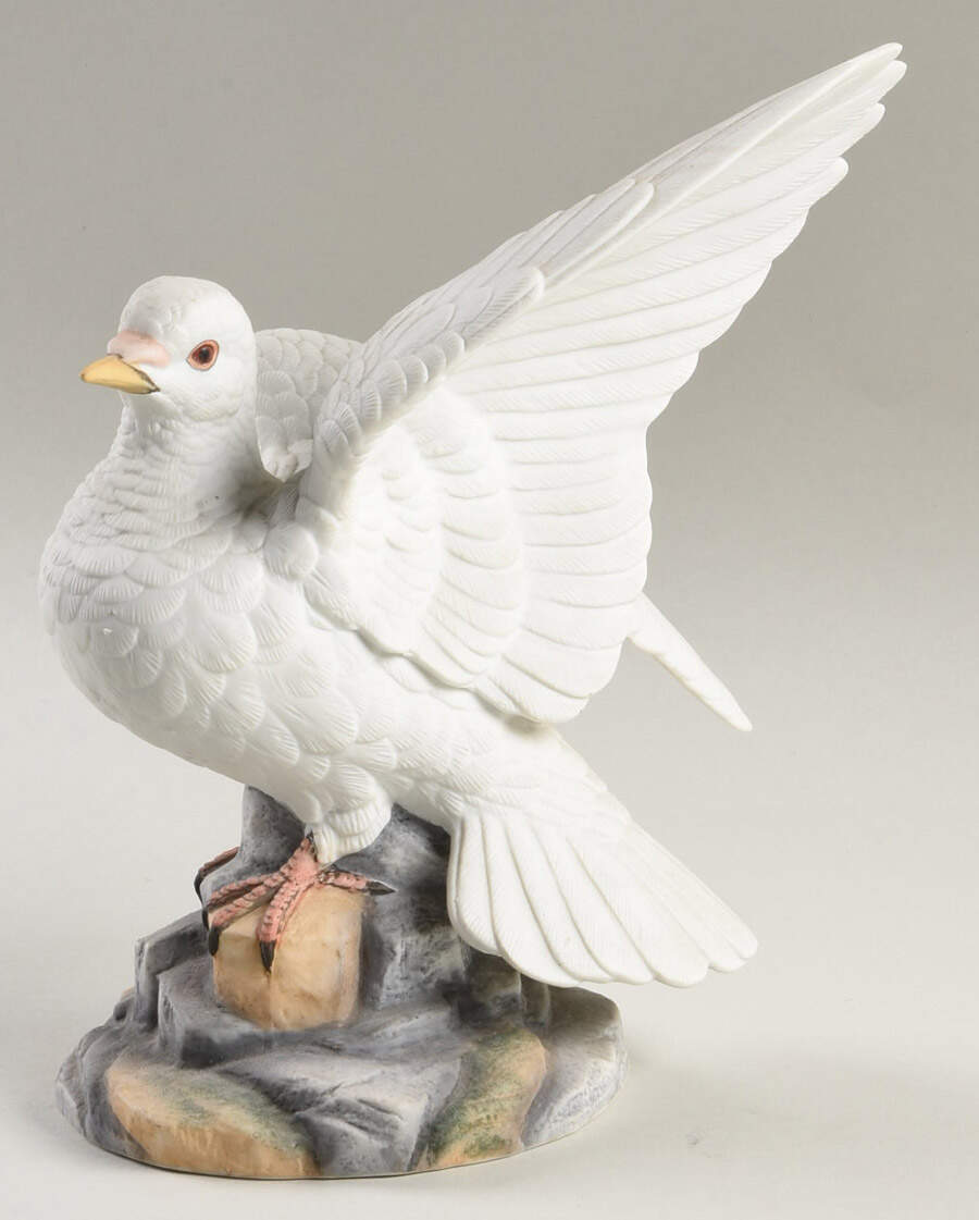 Sadek Bird Figurines Dove - White - One Wing Up - No Box by Sadek-1