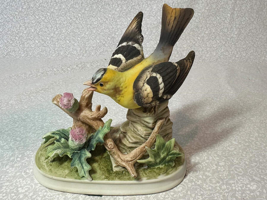 Sadek Bird Figurines Goldfinch With Thistles - Boxed by Sadek-1