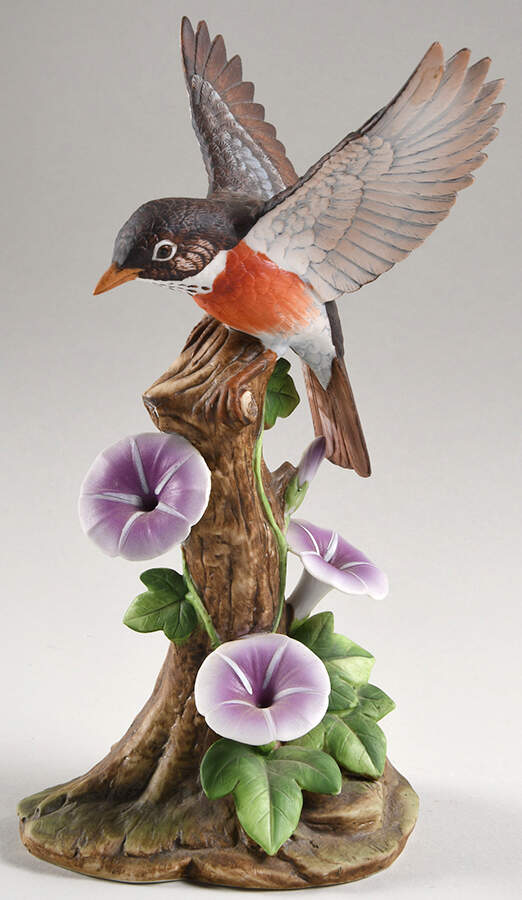 Sadek Bird Figurines Robin With Morning Glories - No Box by Sadek-1