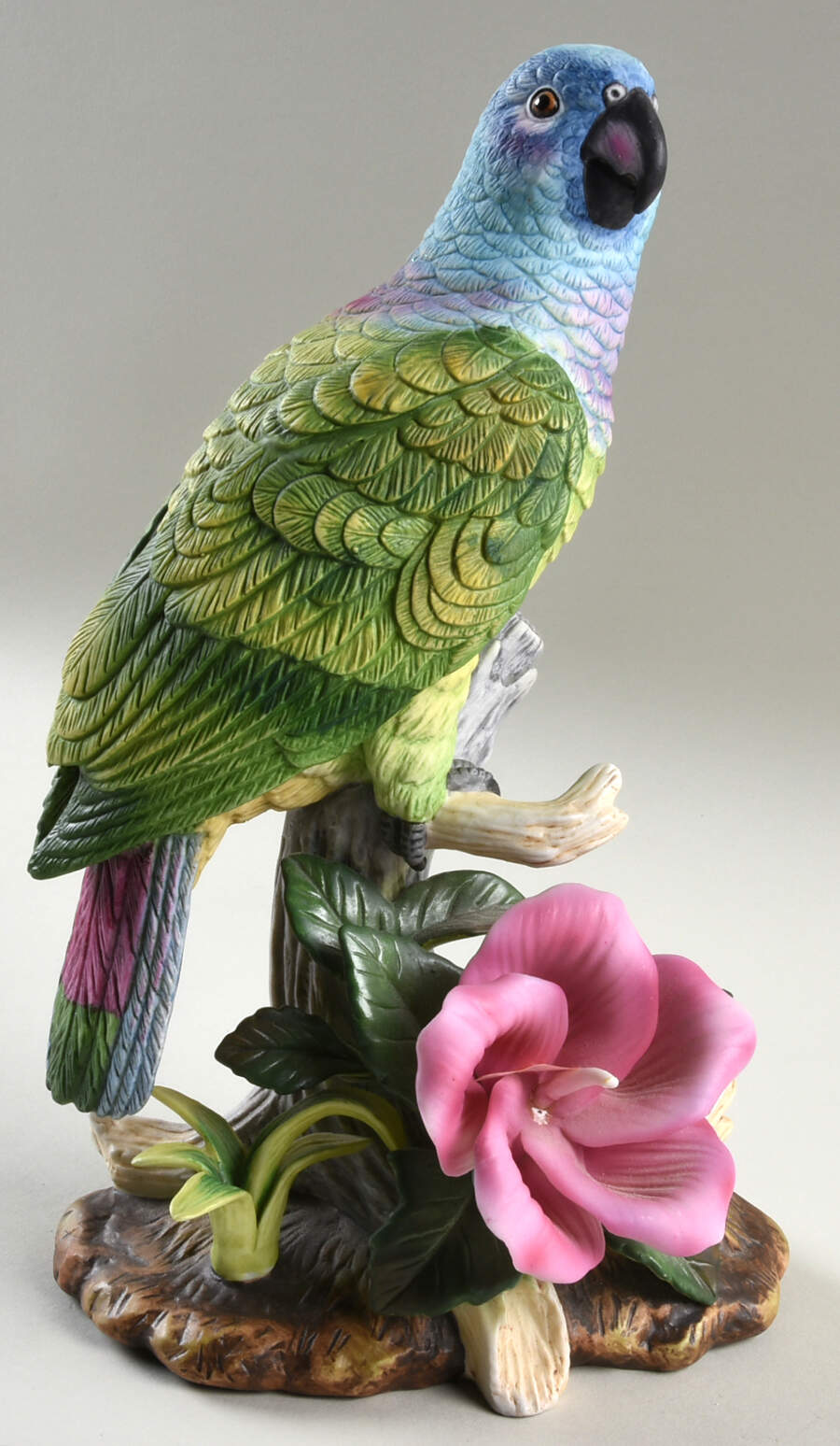 Sadek Bird Figurines Blue Headed Parrot W/ Hibiscus - Boxed by Sadek-1