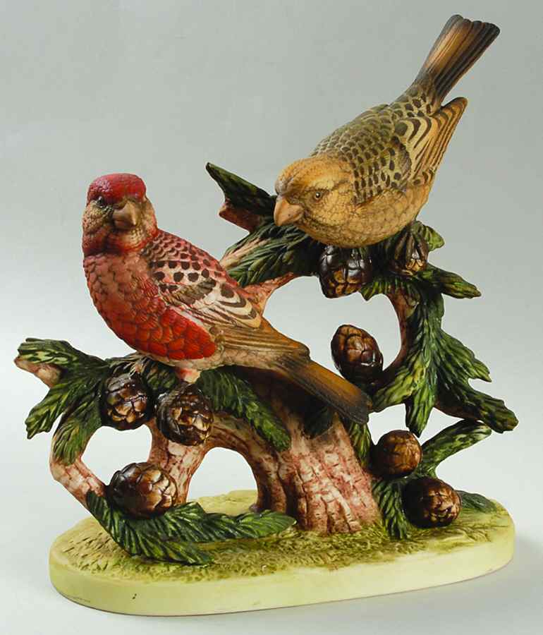 Sadek Bird Figurines Pine Grosbeaks - Boxed by Sadek-1