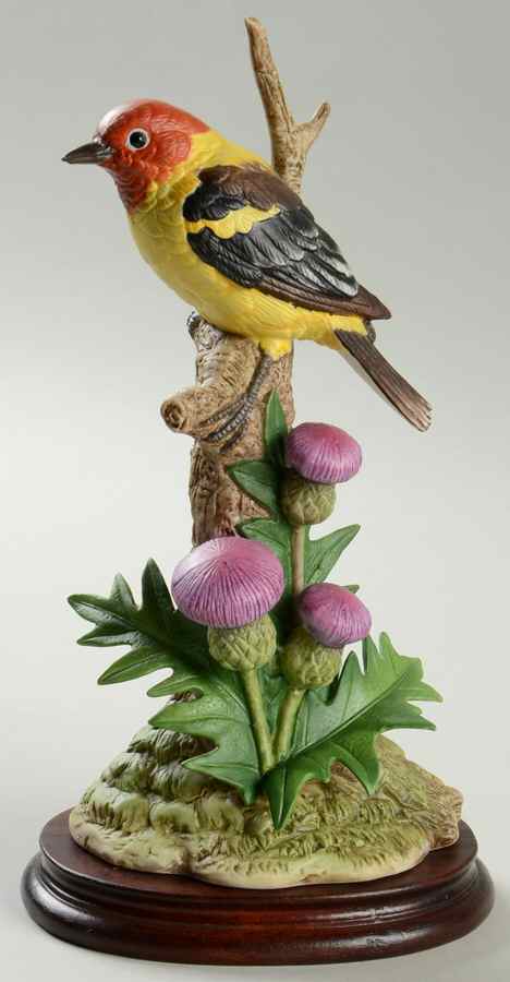 Sadek Bird Figurines Western Tanager With Thistle - Boxed by Sadek-1