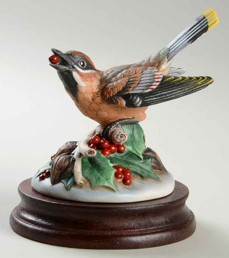 Sadek Bird Figurines Waxwing With Holly - No Box by Sadek-1