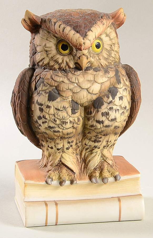 Sadek Bird Figurines Great Horned Owl On Books - No Box by Sadek-1