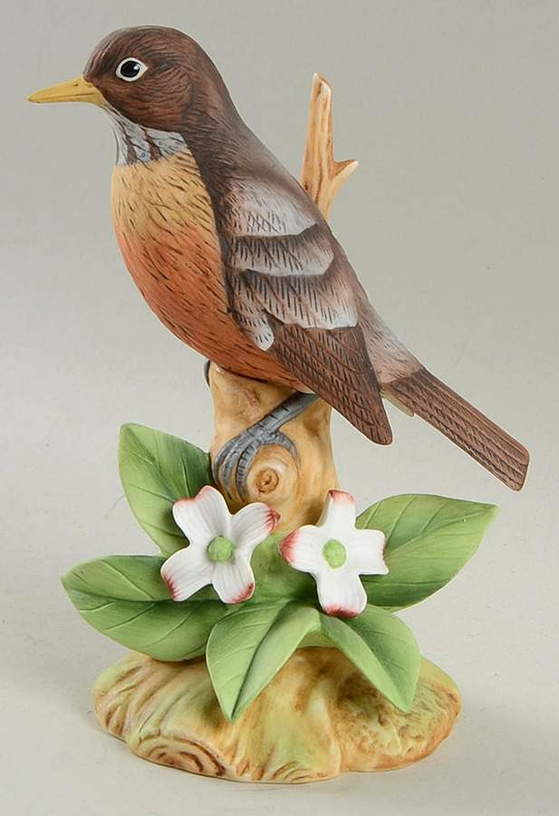 Sadek Bird Figurines Robin With Dogwood - No Box by Sadek-1