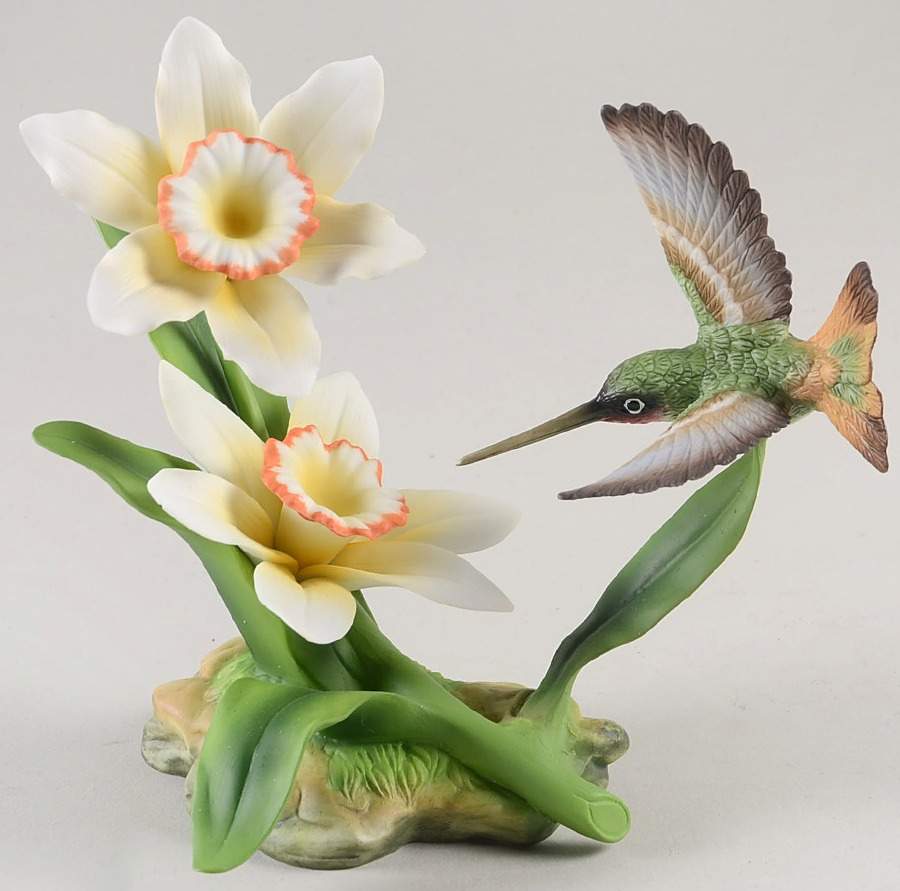 Sadek Bird Figurines Daffodils With Hummingbird - No Box by Sadek-1
