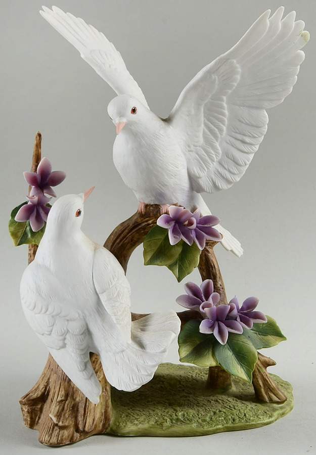 Sadek Bird Figurines Double White Doves - No Box by Sadek-1