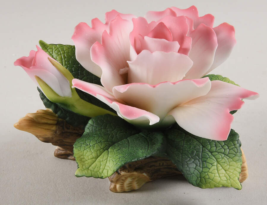 Sadek Flower Figurines Petite Pink Camelia With Bud - Boxed by Sadek-1