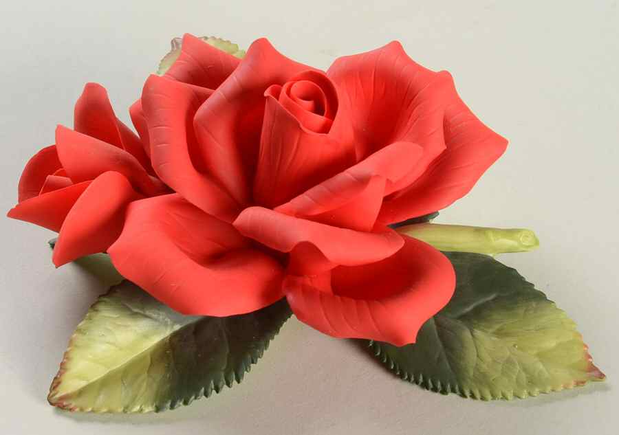 Sadek Flower Figurines Red Rose With Bud - Boxed by Sadek-1
