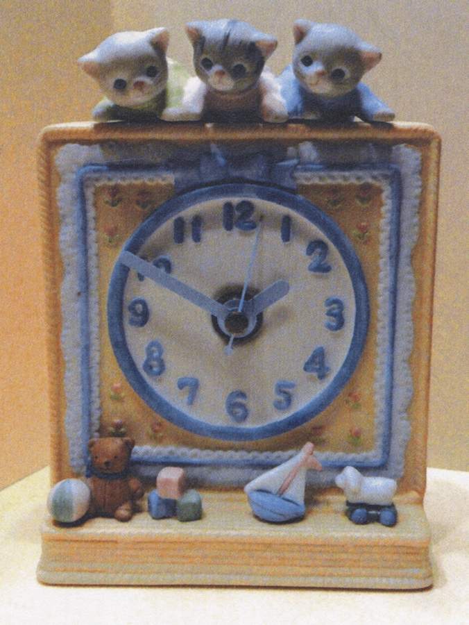 Kitty Cucumber Clock-Three Kittens - No Box by Schmid-1