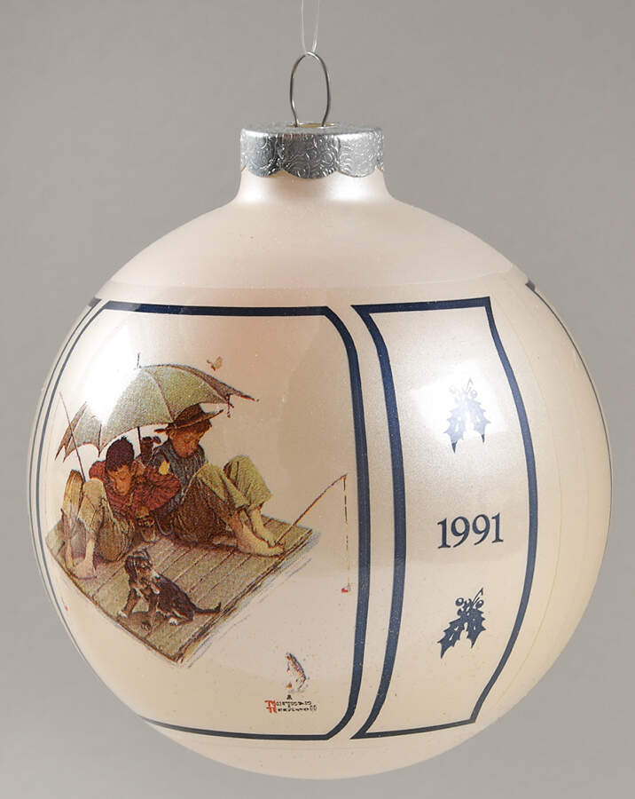 Norman Rockwell Ball Ornament Fisherman's Paradise - No Box by Schmid-1