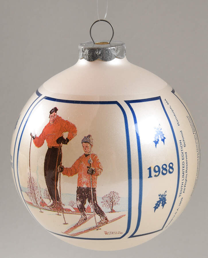 Norman Rockwell Ball Ornament Ski Skills - Boxed by Schmid-1