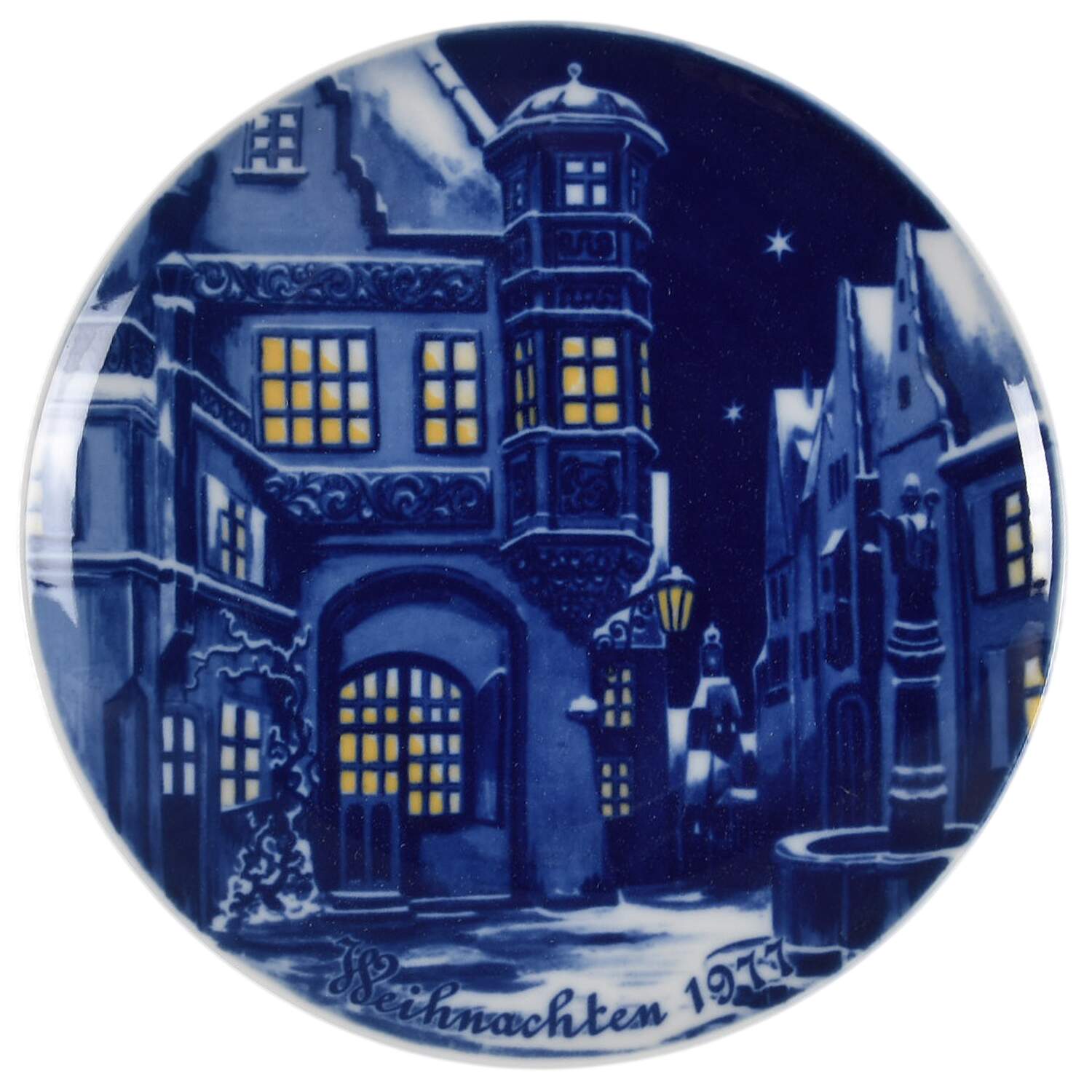 Schumann Christmas Plate Night Street Scene - Boxed by Schumann - Bavaria-1