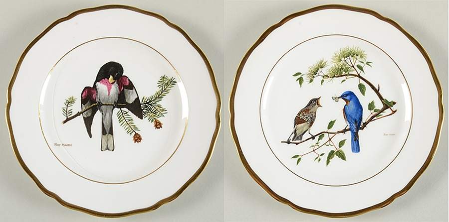 American Songbird Series Eastern Bluebird & Rose-Breasted Grosbea - Boxed by Spode-1