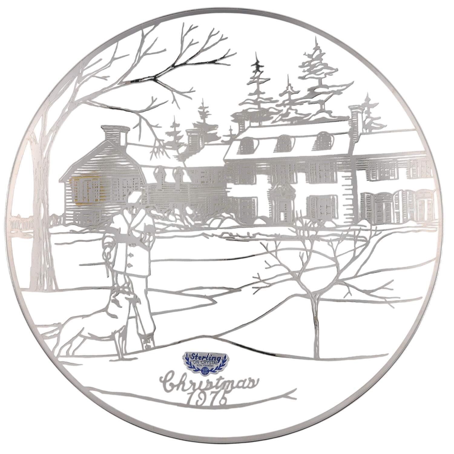 Christmas Plate Man With Dog - Boxed by Silver City-1