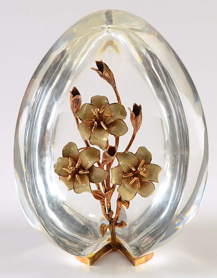 Steuben Figurines & Giftware Egg W/Gold Enamel Flowers - With Box Bx718 by Steuben-1