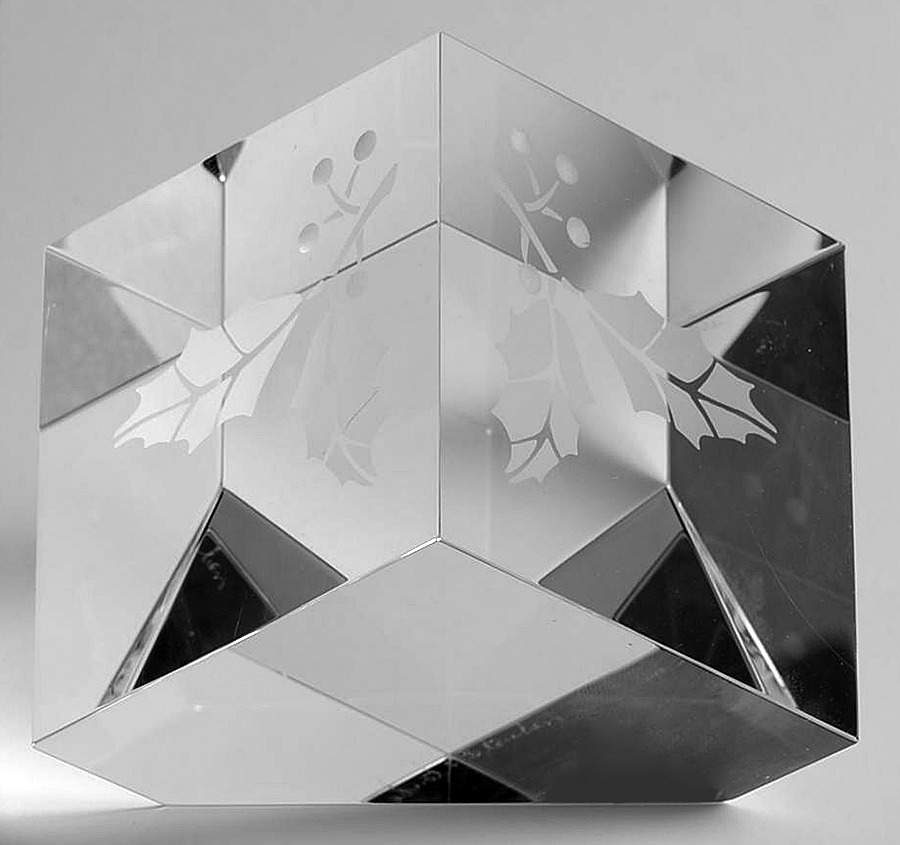 Steuben Figurines & Giftware Holly Cube - Nb728, No Box by Steuben-1