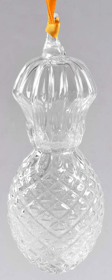 Crystal Christmas Ornaments Pineapple (Welcome) Yellow Ribbon - Boxed by Steuben-1