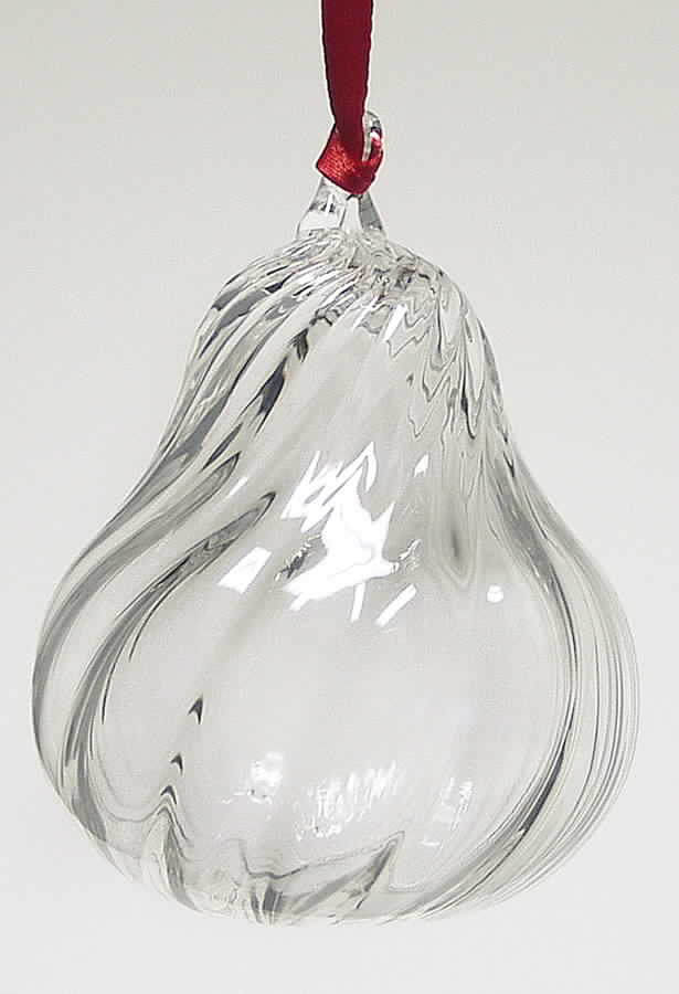 Crystal Christmas Ornaments Golden Pear - Boxed by Steuben-1