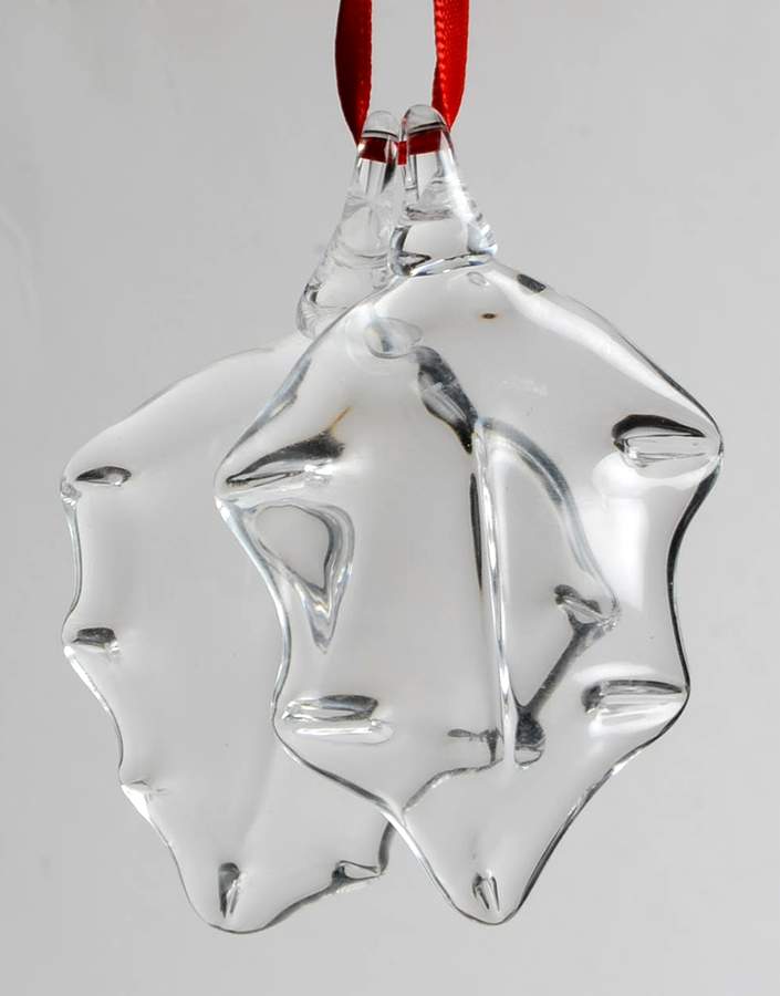 Crystal Christmas Ornaments Holly - Neiman Marcus - Boxed by Steuben-1