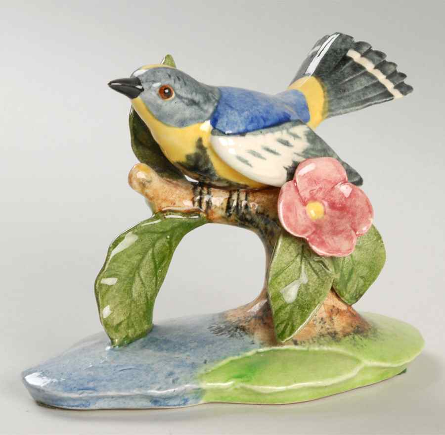 Stangl Birds Audubon Warbler-Pink Flower - No Box by Stangl-1