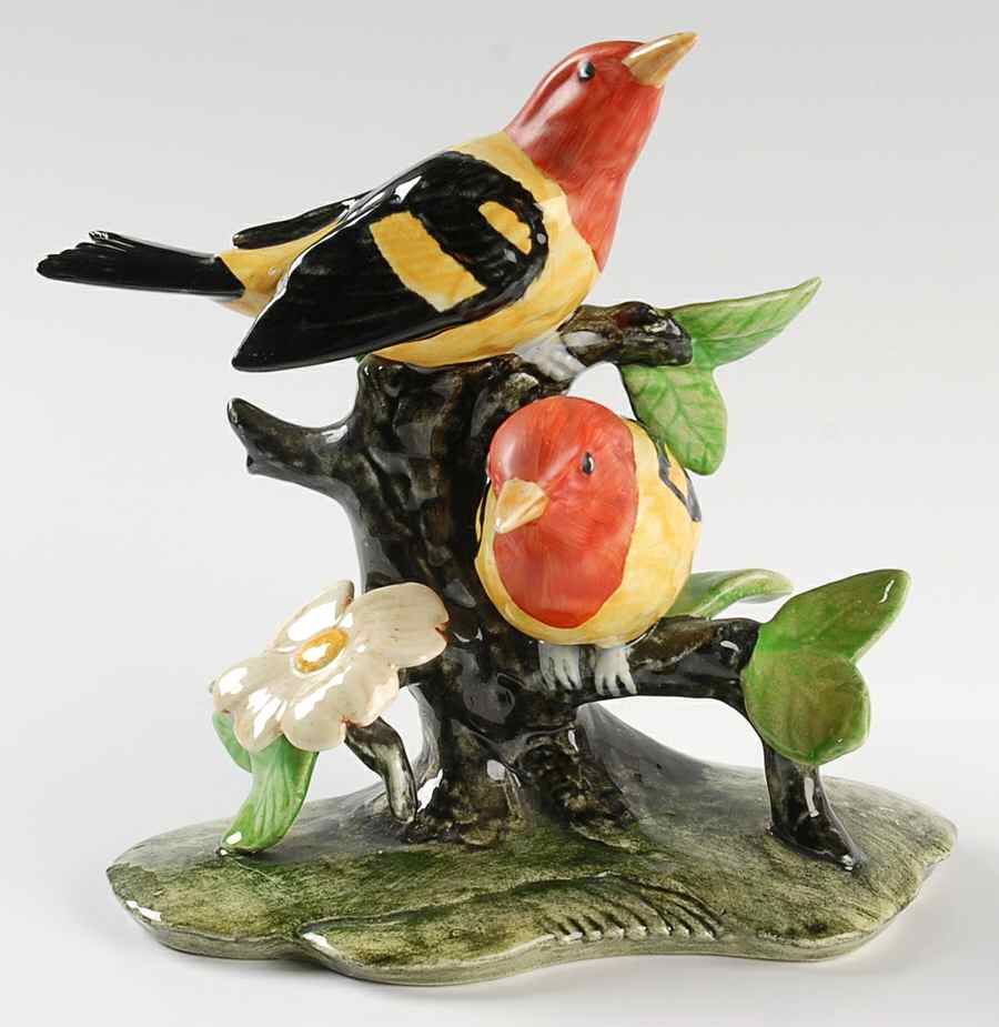 Stangl Birds Double Western Tanager-Yellow-Red-Black - No Box by Stangl-1
