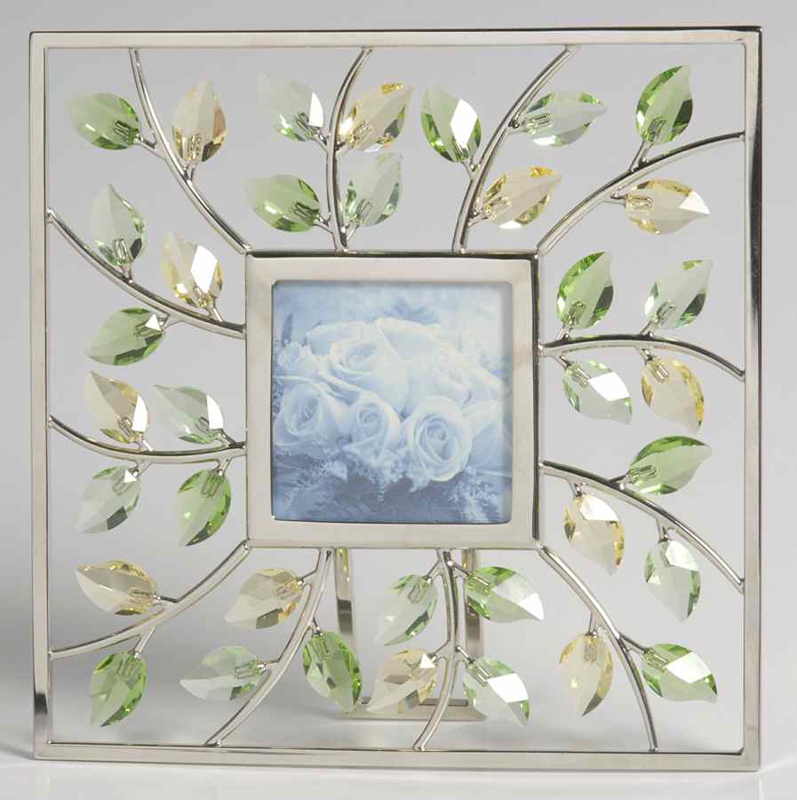 Swarovski Crystal Giftware Leaves Picture Frame-Peridot - Boxed by Swarovski-1