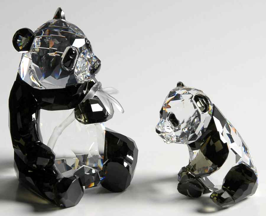 Endangered Wildlife Trilogy - SCS Panda Mother & Baby -  Pair - No Box by Swarovski-1