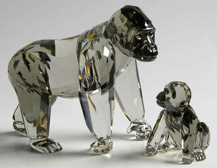 Endangered Wildlife Trilogy - SCS Gorilla Mother & Baby - Pair - No Box by Swarovski-1