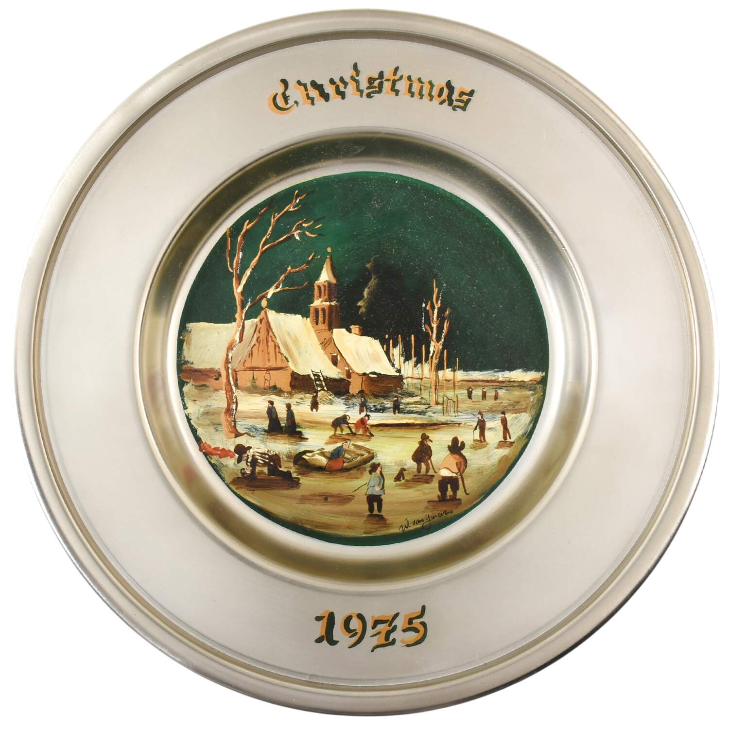 Christmas Plates Christmas 1975 - Boxed by Shuler Pewter-1