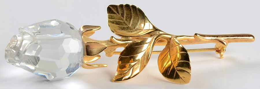 Crystal Memories Brooches Rose Brooch - 3 Single Leaves - Boxed by Swarovski-1