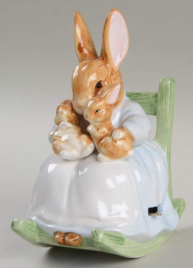 Beatrix Potter-Music Box Mrs Rabbit-Rock A Bye Baby - Boxed by Schmid-1