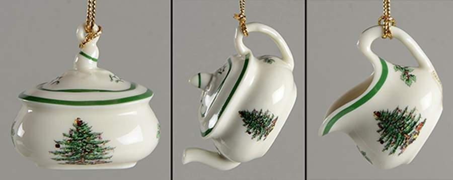 Miniature Ornament Christmas Tea Time-Set Of 3 - Set Of 3 by Spode-1