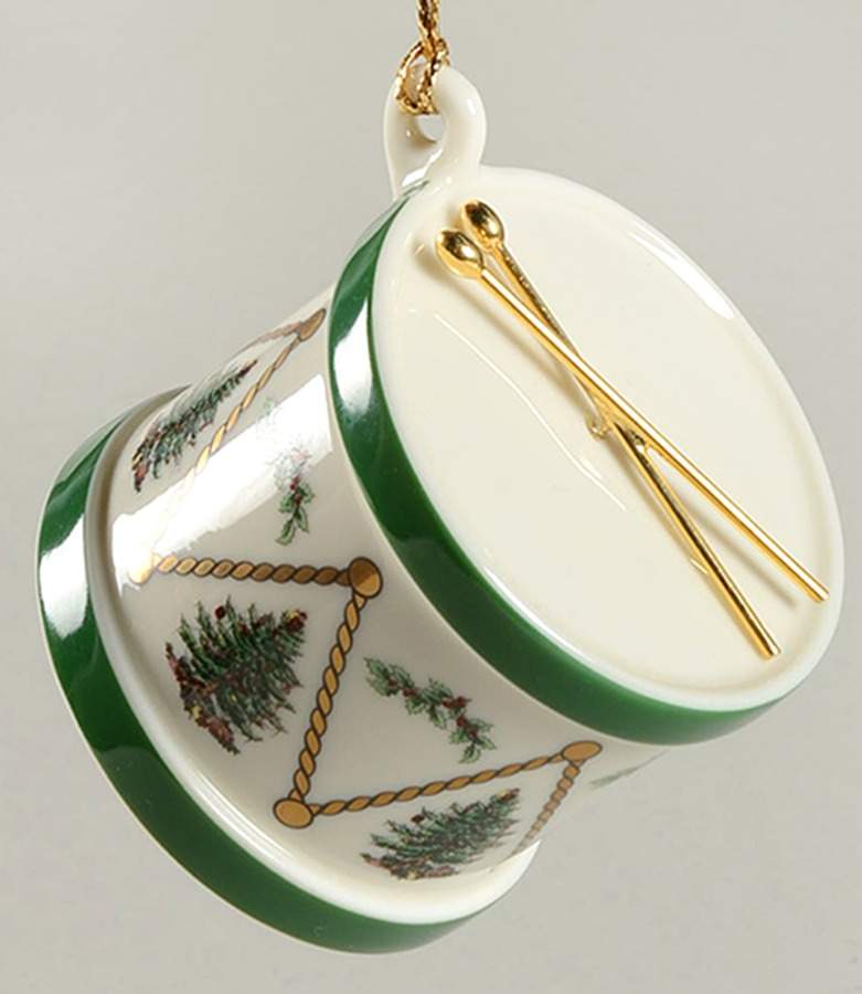 Christmas Tree Ornaments Drum With Drumsticks - Boxed by Spode-1