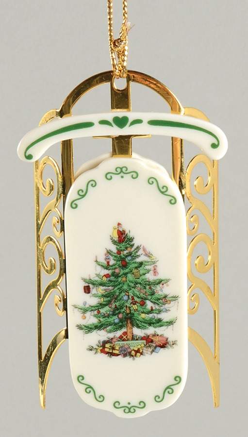 Christmas Tree Ornaments Sled With Runners - No Box by Spode-1