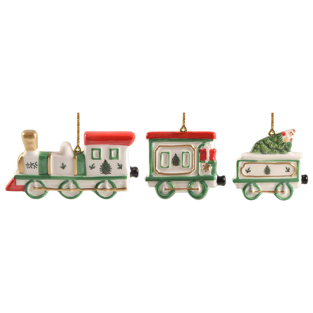 Christmas Tree Ornaments Train Set Of 3 - Boxed by Spode-1