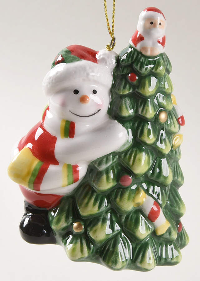Christmas Tree Ornaments Tree Hugger Snowman - Boxed by Spode-1