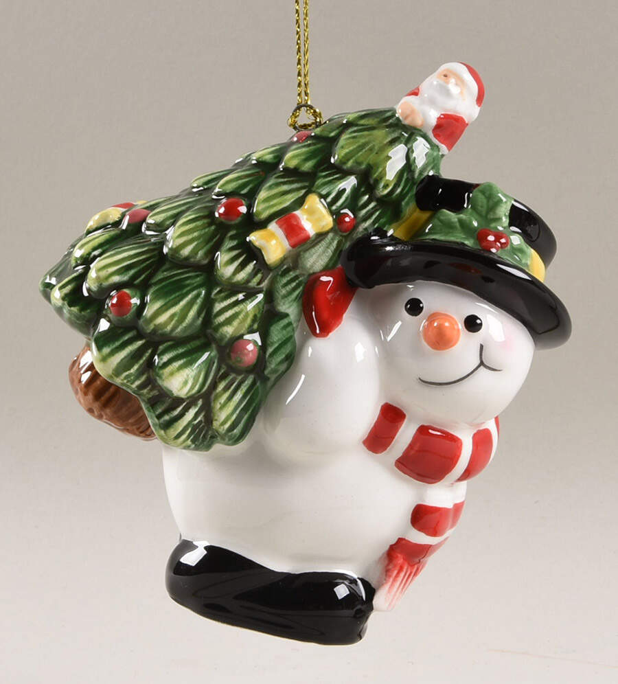 Christmas Tree Ornaments Snowman Carrying Tree - Boxed by Spode-1