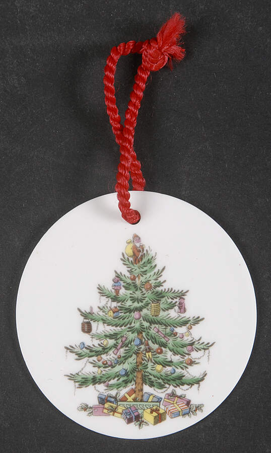 Christmas Tree Ornaments Round Flat Disk - Boxed by Spode-1