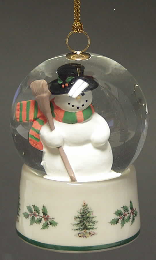 Christmas Tree Ornaments Snowman Snowglobe - Boxed by Spode-1