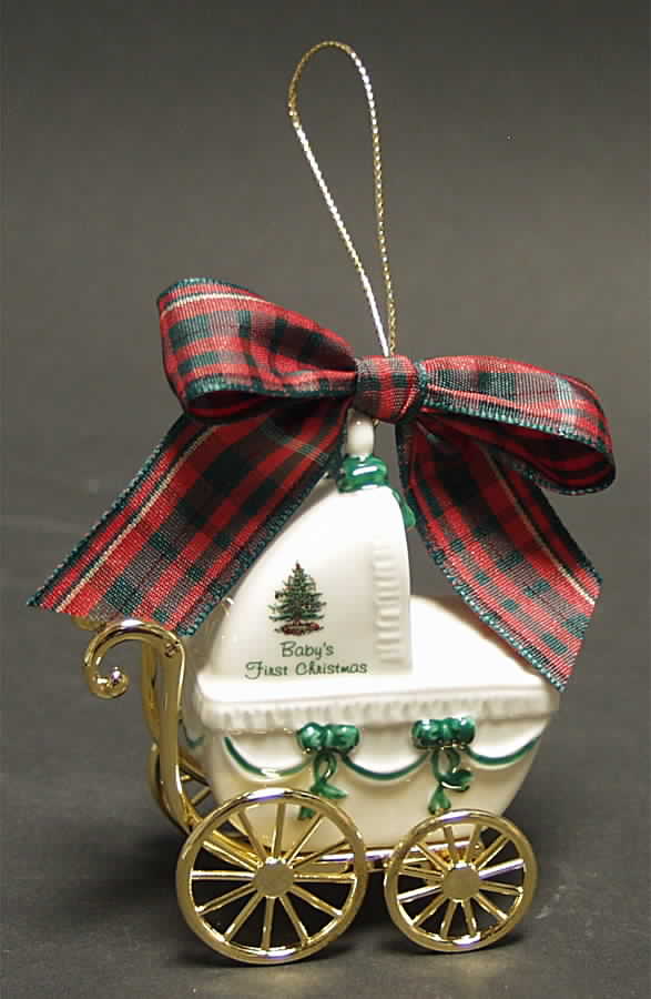 Baby's First Christmas Baby Carriage-Gold Date - No Box by Spode-1