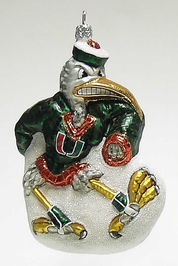Glasscot Ornaments Miami Hurricanes-Logo Disk-Green - No Box by Slavic Treasures-1