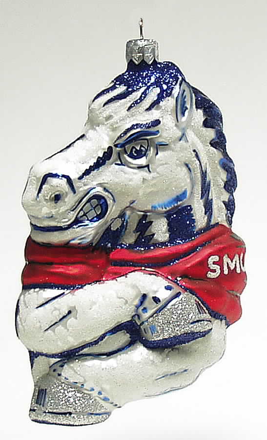 Glasscot Ornaments Southern Methodist Mustangs-Fig - Boxed by Slavic Treasures-1