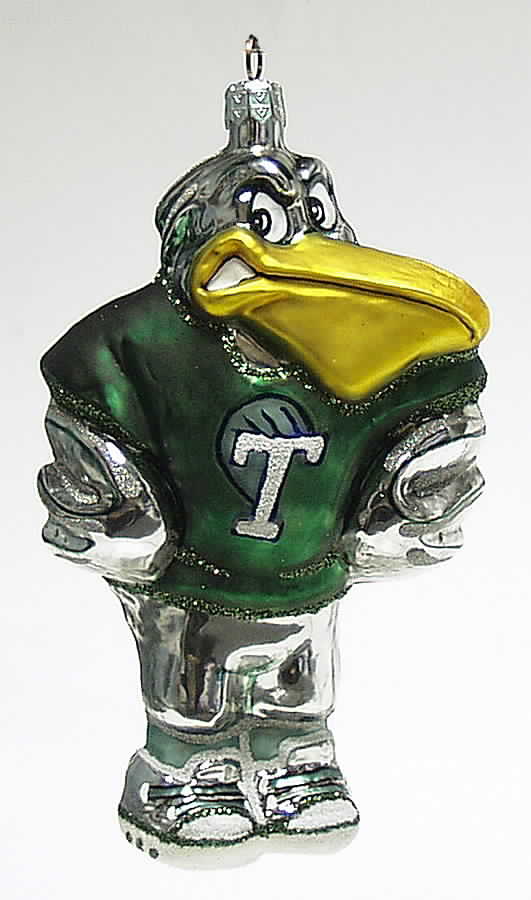 Glasscot Ornaments Tulane Green Wave-Pelican - Boxed by Slavic Treasures-1