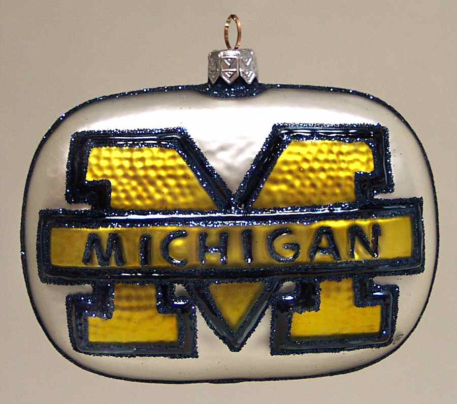 Glasscot Ornaments Michigan Wolverines-Logo Disk - Boxed by Slavic Treasures-1