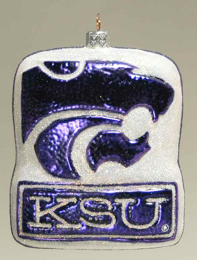 Glasscot Ornaments Kansas State Wildcats-Power Cat - Boxed by Slavic Treasures-1