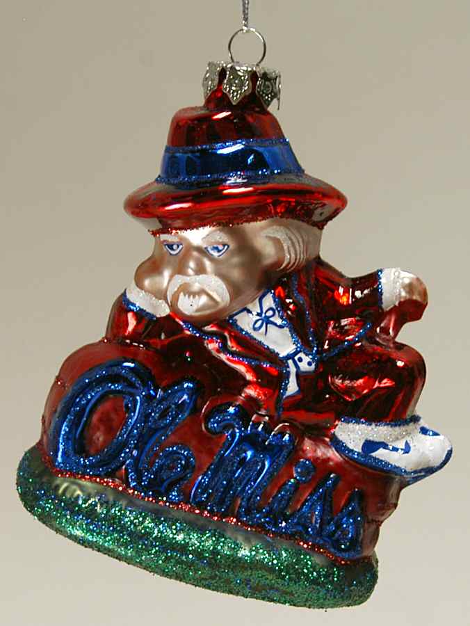 Glasscot Ornaments Ole Miss Rebels-Mascot - Boxed by Slavic Treasures-1