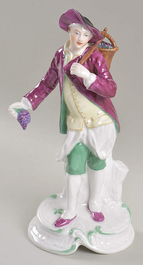 Chelsea Figurine Man With Basket On Pole - No Box by Spode-1