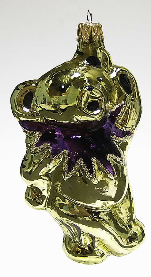 Grateful Glass-Ornament Bearly Jammin'-Yellow Bear - With Box by Slavic Treasures-1