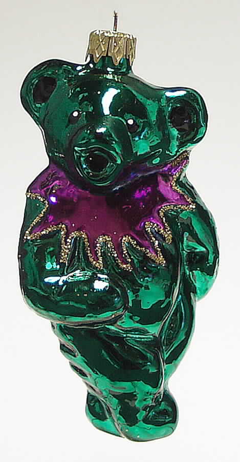 Grateful Glass-Ornament Bearly Shufflin'-Green Bear - Boxed by Slavic Treasures-1